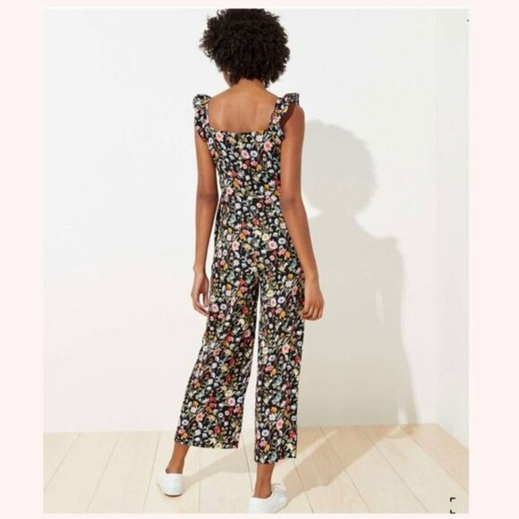 LOFT | Lily Ruffle Tie Front Floral Jumpsuit | Size 14 - Picture 2 of 10
